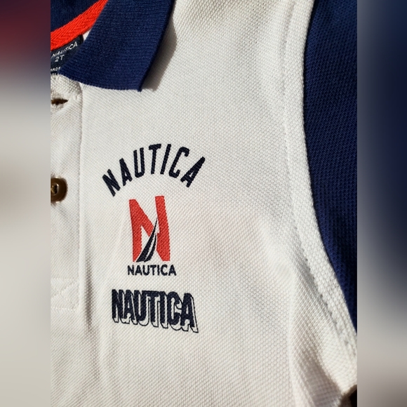 🇺🇲Nautica toddler boy's white, navy, red twill shorts and polo set Size 2T - Picture 4 of 11